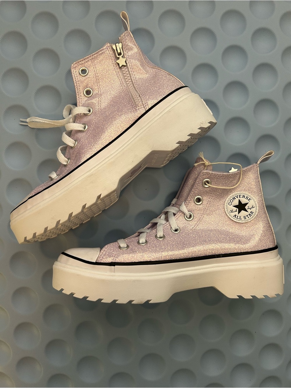 Converse Glitter Platform Chuck Taylor All Star High Top - Light Pink SZ 6/38.5
